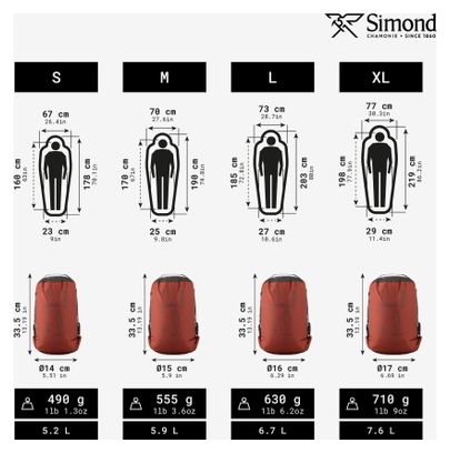Saco de dormir Simond MT900 10° Rojo