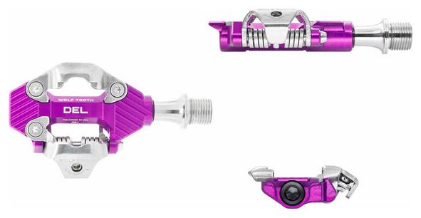 Paar Wolft Tanden LED Gravel Clipless Pedalen Paars