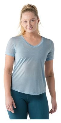 SmartWool Active Ultralite V-Neck Short Sl T-Shirt Blau Damen