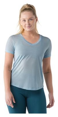 Camiseta corta SmartWool Active Ultralite Cuello <p>en</p>V Azul Mujer