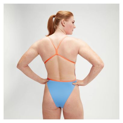 Costume da bagno da allenamento Speedo Solid Vback Donna Blu / Arancione