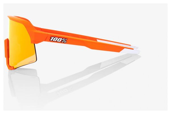 100% Hypercraft XS Brille - Soft Tact Neon Orange - Verspiegelte Gläser Mehrschichtig Rot Hiper