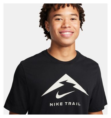 Nike Dri-Fit Trail Logo Kurzarm Trikot Schwarz Herren