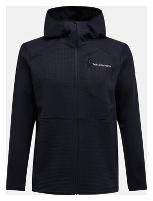 Vellón con capucha para hombre Peak Performance Trail Polartec Power Grid Negro