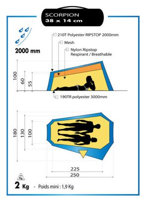 Tente Scorpion 2 Gris et jaune Wilsa