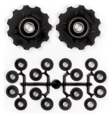 Elvedes Jockey Wheels x2 Kit with Spacers Black 