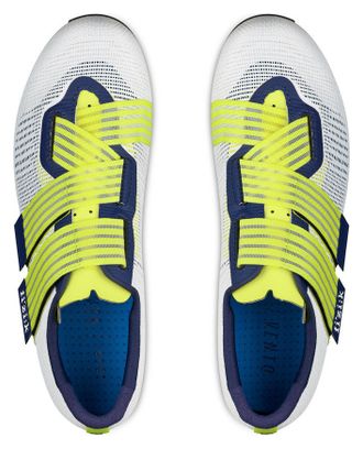 Zapatillas de carretera Fizik Vento Powerstrap Aeroweave Movistar Team Blanco/Amarillo