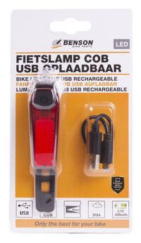 Feu arrière de vélo rouge - COB LED - 80 Lumens - USB Rechargeable