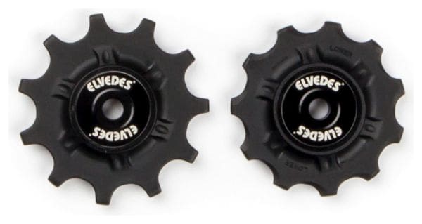 Elvedes Pair of Jockey Wheels 2 x 11 with Spacers Black 