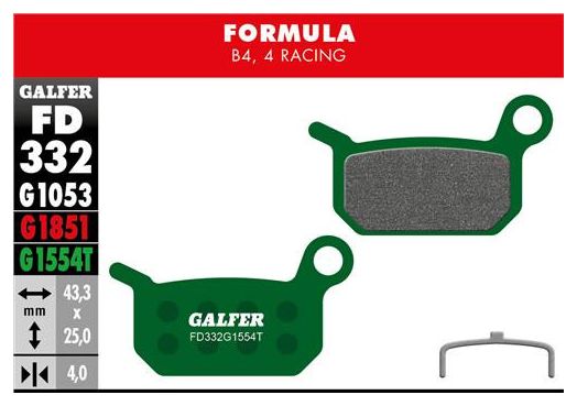 Par de pastillas de freno Galfer semimetálicas Fórmula B4 / 4 Racing