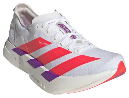adidas Adizero Adios Pro 4 Laufschuhe für Herren, Weiß/Rot/Lila