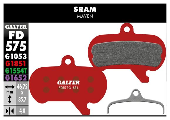 Galfer FD575 G1851 Advanced Semi-Metallic Brake Pads for Sram Maven Disc Brakes