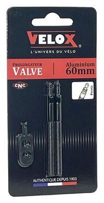 PROLONGATEUR DE VALVE VELOX ALU NOIR 60MM SEMI-FILETE (X2)