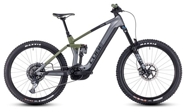 Cube Stereo Hybrid 160 HPC TM 750 27.5 Electric Full Suspension MTB Sram GX Eagle 12S 750 Wh 27.5'' Flash Grey Olive Green 2023