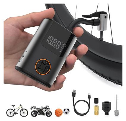 Mini compresseur électrique /Pompe électrique vélo 150 PSI - 600 mAh - écran LCD
