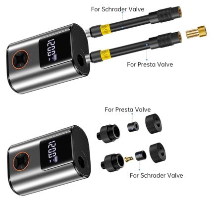 Mini compresseur électrique /Pompe électrique vélo 150 PSI - 600 mAh - écran LCD