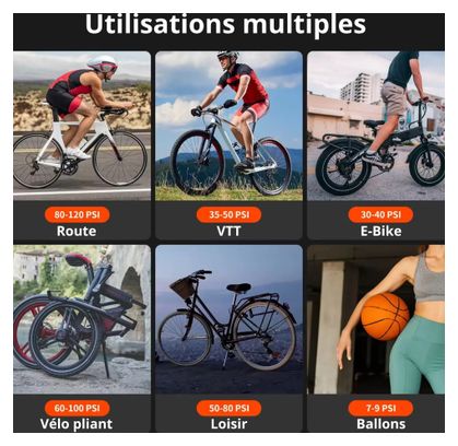 Mini Pompe électrique CYCLAMI Pour Vélo – 130 PSI, 15 L/min, écran Numérique Précis ±1 PSI, LED, 170g, Valves Presta Et Schrader, Compatible Route Et VTT