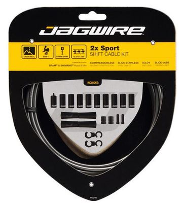 Kit Câbles et Gaine Jagwire 2x Sport Shift Kit Gris Ice