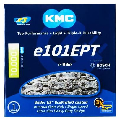 Chaine VAE KMC E101EPT Single Speed 112 Maillons Argent