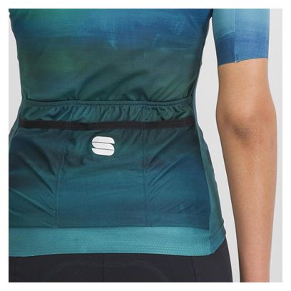 Sportful Flow Supergiara Short Sleeve Jersey Green/Blue