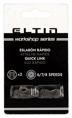 Eltin Pack Attaches Rapides Chaines 6/7/8 Vitesses argent
