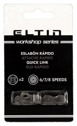 Eltin Pack Attaches Rapides Chaines 6/7/8 Vitesses argent