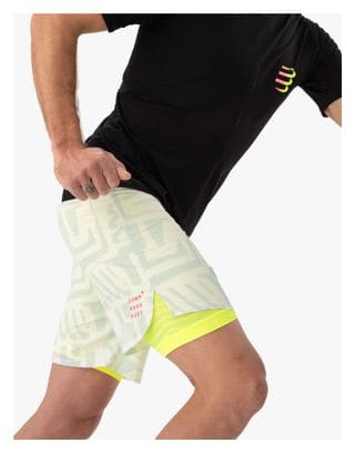 Compressport Trail Racing 2-in-1 Shorts Groen/Geel