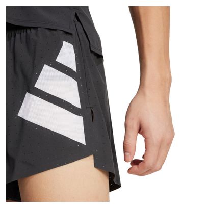 Pantalones cortos con corte asimétrico adidas Adizero Road to Records 3in, negros, para hombre