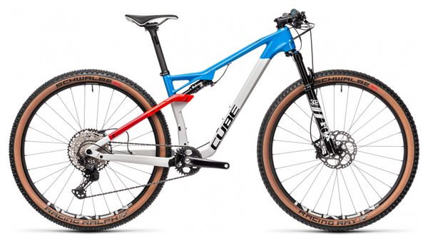 Cube AMS 100 C 68 SL 29 Full Suspension MTB Shimano XT 12S 29 Teamline Grey Blue Red 2021 Alltricks