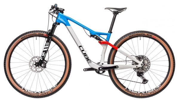 VTT Tout-Suspendu Cube AMS 100 C:68 SL 29 Shimano XT 12V 29'' Gris Bleu Rouge Teamline 2021