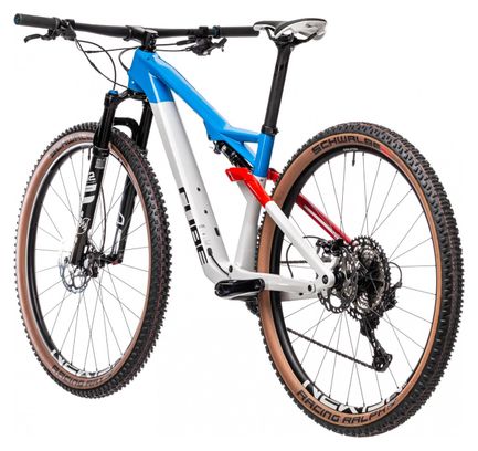 VTT Tout-Suspendu Cube AMS 100 C:68 SL 29 Shimano XT 12V 29'' Gris Bleu Rouge Teamline 2021