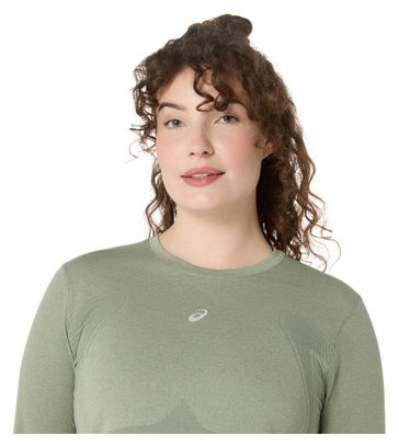 Maillot sin costuras de manga larga para mujer Asics Road Verde