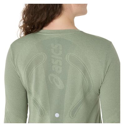 Maillot sin costuras de manga larga para mujer Asics Road Verde