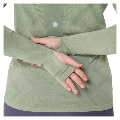 Maillot sin costuras de manga larga para mujer Asics Road Verde