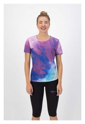 T-Shirt De Sport Manches Courtes Rogelli Tie Dye - Femme - Violet/Bleu