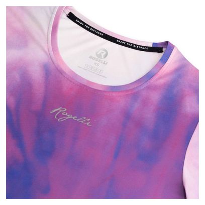 T-Shirt De Sport Manches Courtes Rogelli Tie Dye - Femme - Violet/Bleu