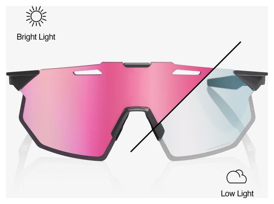 100% Hypercraft SQ Gloss Light Grey-zonnebril met fotochromatische roze gouden spiegelglazen