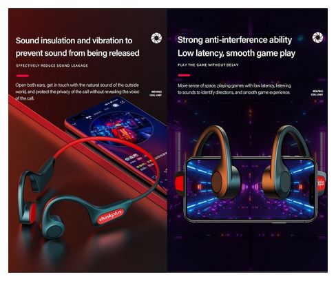 Lenovo X3 Pro écouteurs conduction osseuse Bluetooth 5.3 avec micro (noir)
