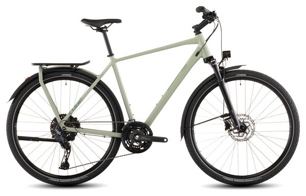Bicicleta de trekking Cube Kathmandu EXC con cambio Shimano Cues 11S, manillar de 700 mm, color verde guisante, 2026