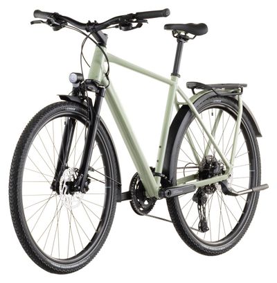 Bicicleta de trekking Cube Kathmandu EXC con cambio Shimano Cues 11S, manillar de 700 mm, color verde guisante, 2026