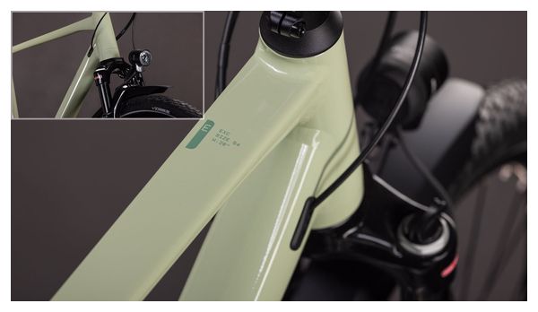 Bicicleta de trekking Cube Kathmandu EXC con cambio Shimano Cues 11S, manillar de 700 mm, color verde guisante, 2026