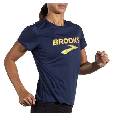 Maillot manches courtes Brooks Distance 3.0 Bleu Femme