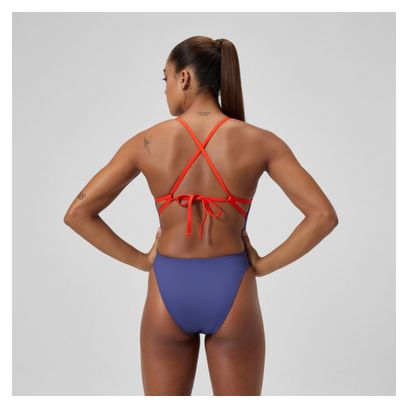 Maillot de bain Speedo Club Training Solid Tie Back Bleu/Rose Femme