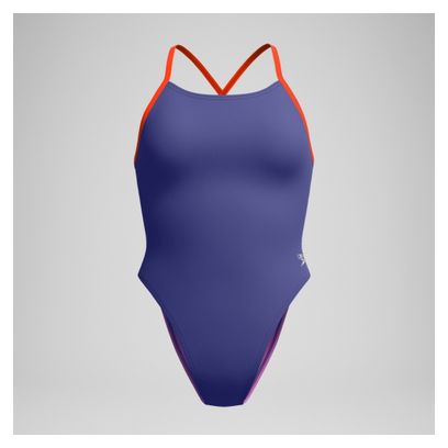 Maillot de bain Speedo Club Training Solid Tie Back Bleu/Rose Femme