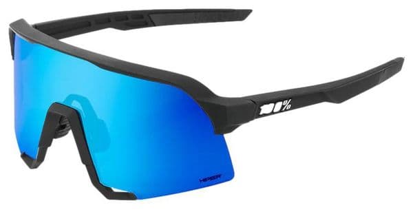 Lunettes 100% S3 Noir Mat / Miroir Hiper Bleu