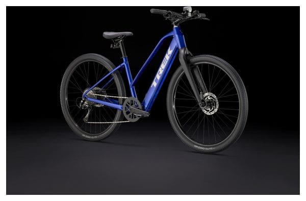 Vélo de Fitness Électrique Trek Dual Sport+ 2 Stagger LT Shimano Acera 8V 250 Wh 27.5'' Bleu 2025 - Vélo d'Exposition