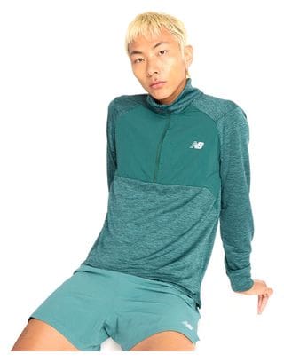 Haut Thermique 1/2 Zip New Balance Athletics Heat Grid Vert Homme