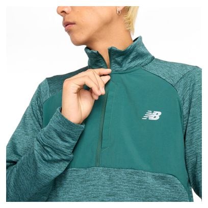 Haut Thermique 1/2 Zip New Balance Athletics Heat Grid Vert Homme