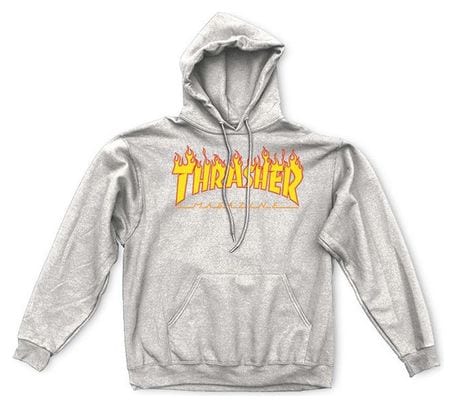 THRASHER  Sweat flame hood  Grey