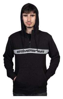 SWEAT STAYSTRONG CUT STRIPE 1/4 ZIP HOODY BLACK / GREY